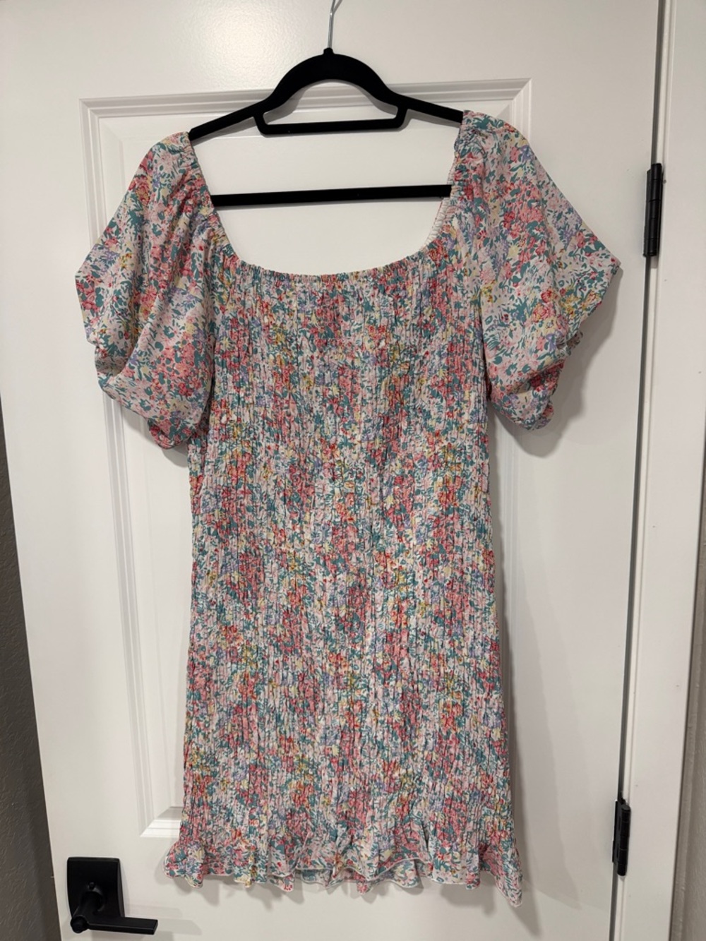 Pink Lily Floral Smocked Mini Dress in Pink, Blue, Green